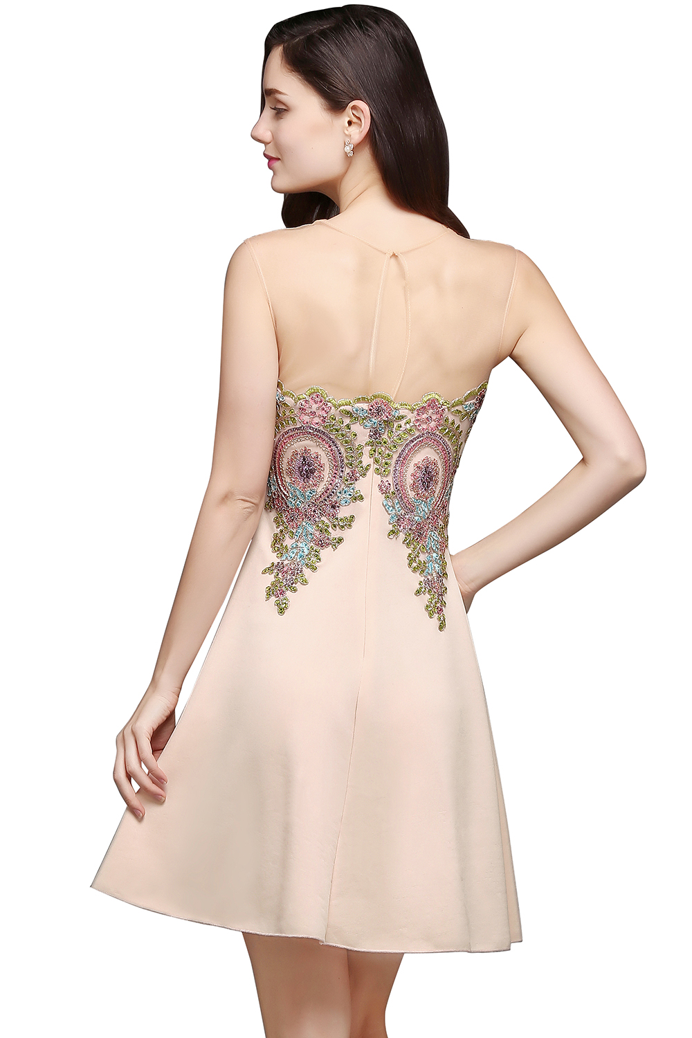 AYLIN | A-line Scoop Chiffon Short Homecoming Dress With Appliques-newarrivaldress