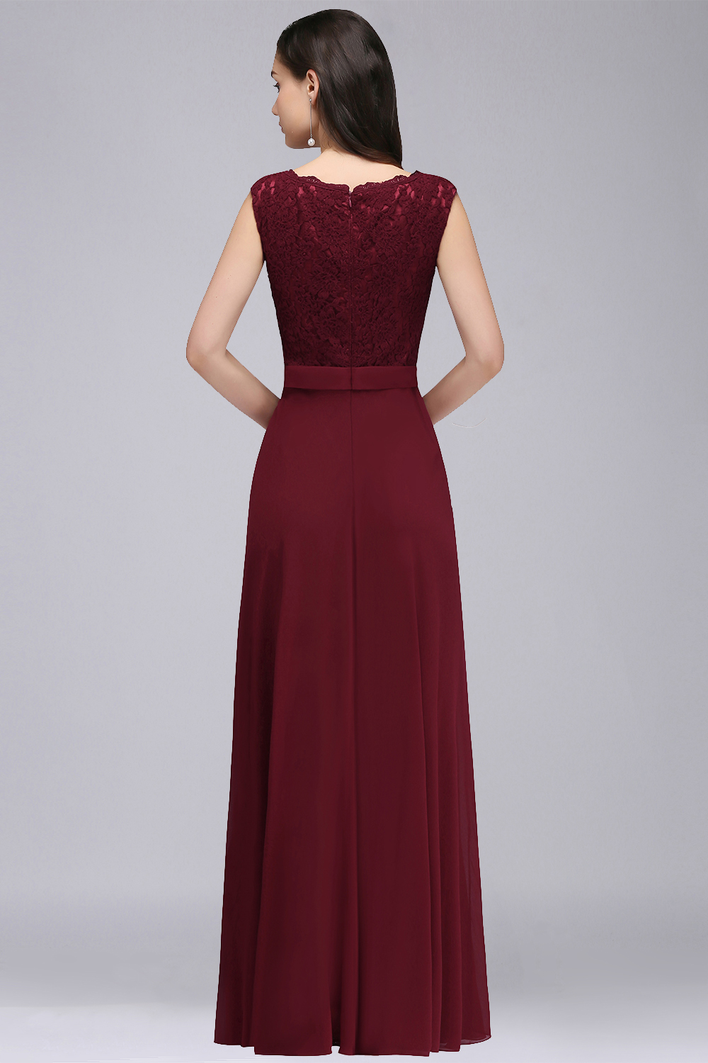 CORINNE | A-line Floor-length Lace Burgundy Elegant Prom Dress-newarrivaldress