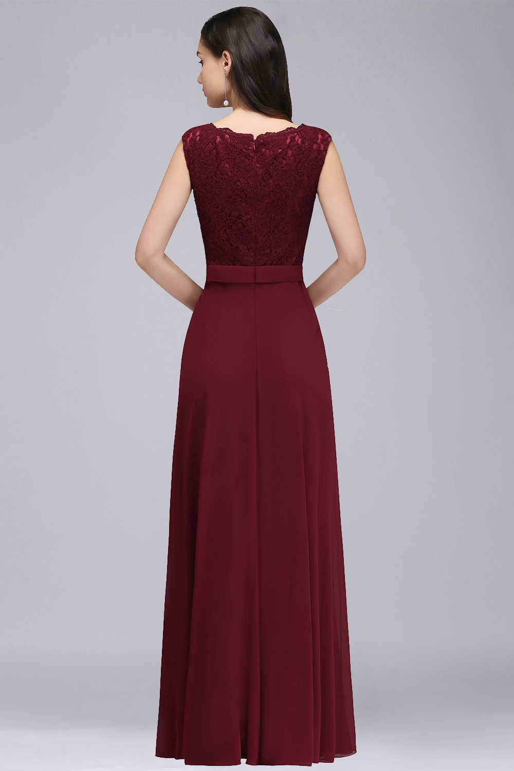 CORINNE | A-line Floor-length Lace Burgundy Elegant Prom Dress-newarrivaldress