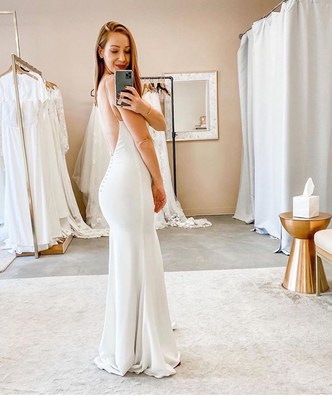 Spaghetti Straps V-neck Sheath Wedding Dresses | Sexy Backless Floor Length Bridal Gowns