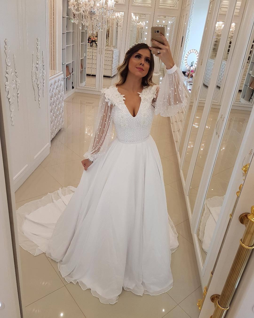 Fashion Long Sleeves Beading Tulle Flower Prom Dress-newarrivaldress