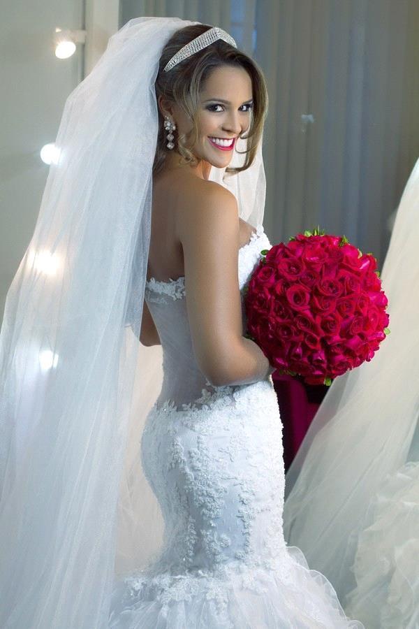 Elegant Strapless Sheath Wedding Dresses Organza Sheer Back Mermaid Bridal Dresses BO7794-newarrivaldress