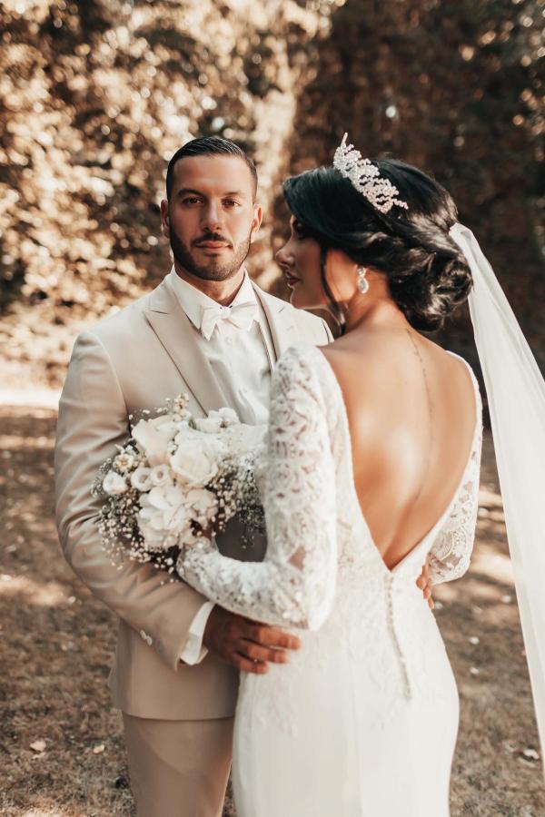 Elegant White Long Mermaid Wedding Dress with Long Sleeves-newarrivaldress