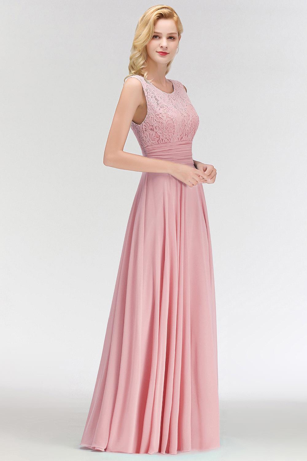 Lace Gorgeous Scoop Sleeveless Floor-Length Long Chiffon Bridesmaid Dress-newarrivaldress