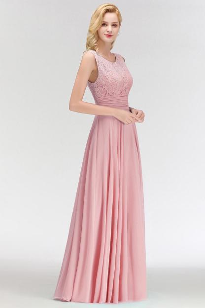 Lace Gorgeous Scoop Sleeveless Floor-Length Long Chiffon Bridesmaid Dress-newarrivaldress