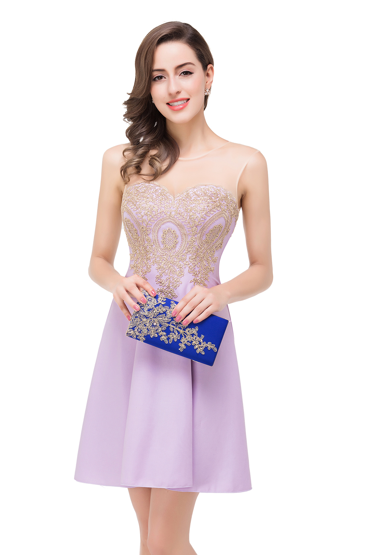 ESTHER | A-line Sleeveless Chiffon Short Prom Dresses with Appliques-newarrivaldress