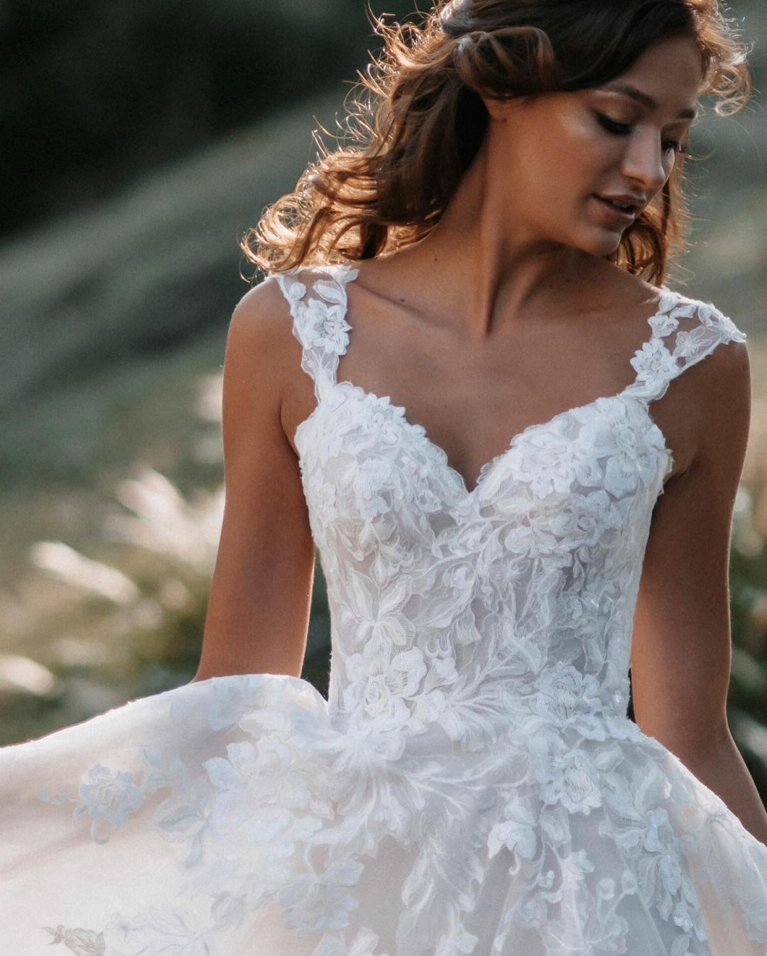 A-line Wedding Dress Cap Sleeves White Tulle Lace Bridal Dress Floor Length-newarrivaldress