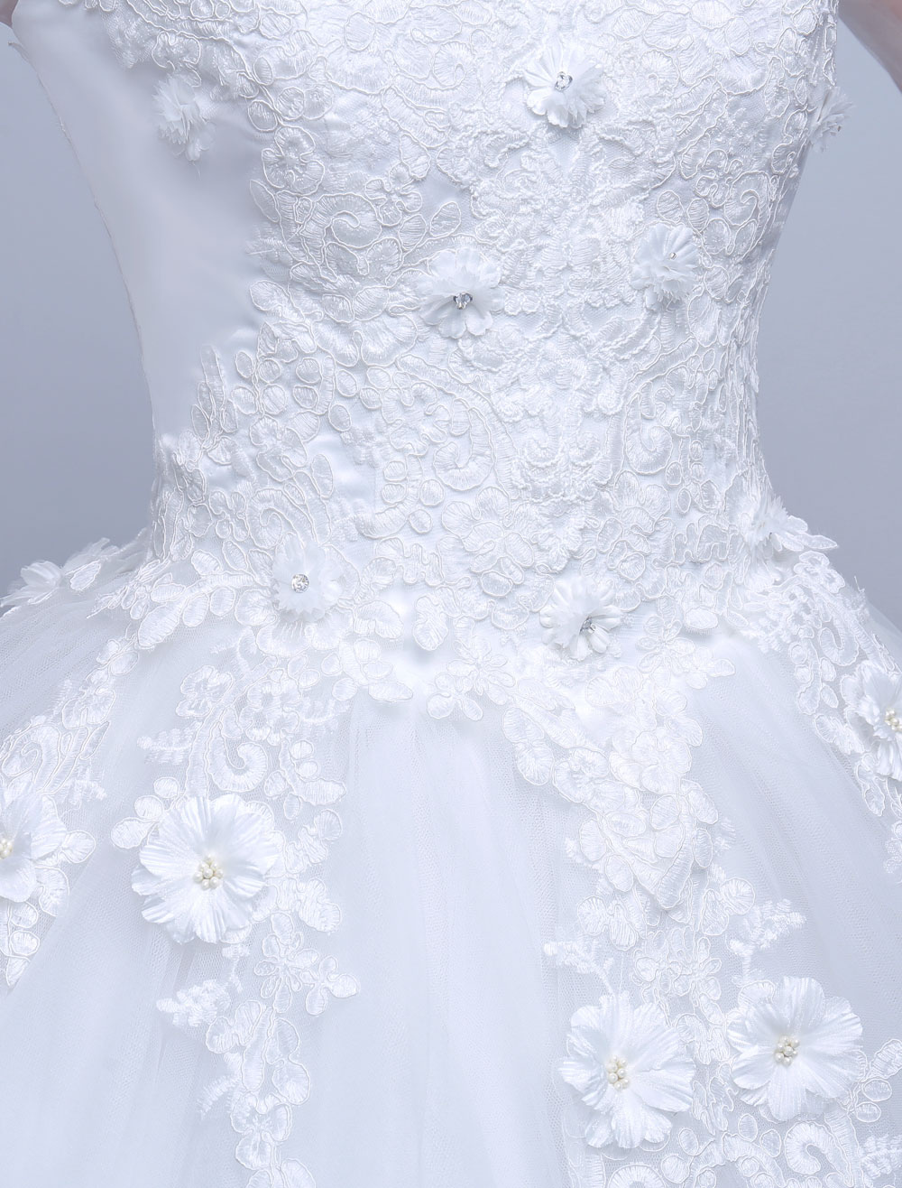 Princess Ball Gown Wedding Dresses Long Sleeve Lace Illusion Ivory Floor Length Bridal Dress-newarrivaldress