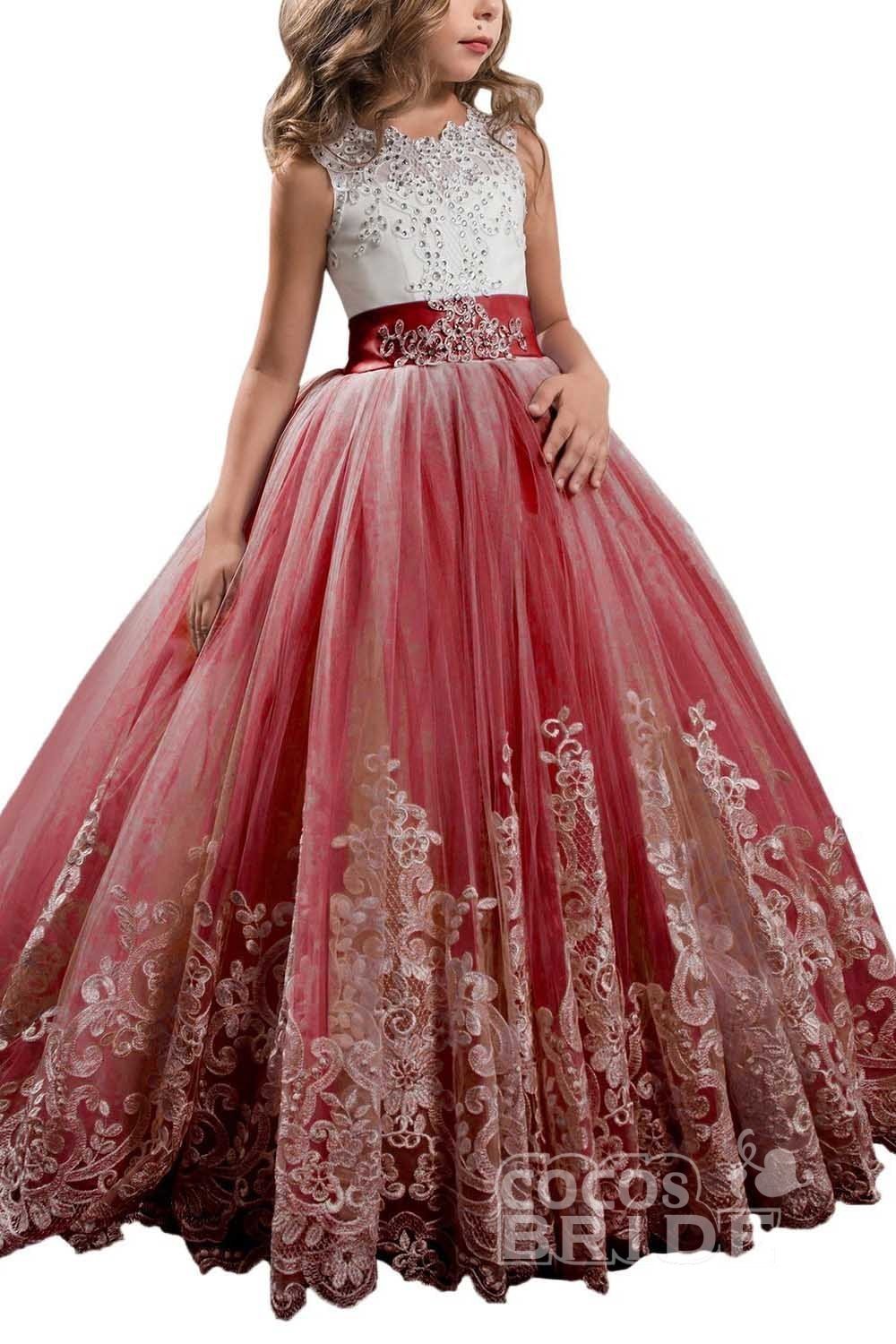 Scoop Neck Sleeveless Ball Gown Flower Girls Dress-newarrivaldress