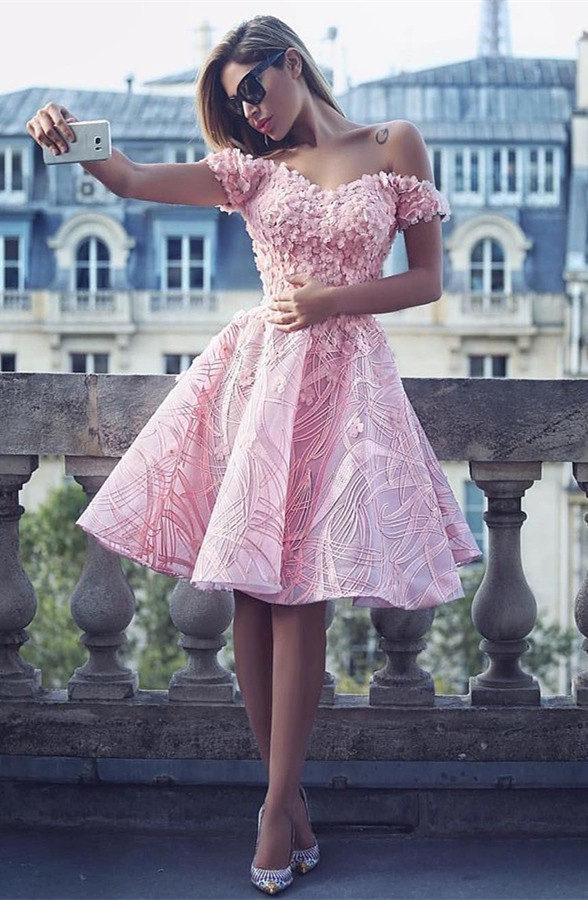 Lovely Off-the-Shoulder Homecoming Dress |Short Prom Dress Online-newarrivaldress