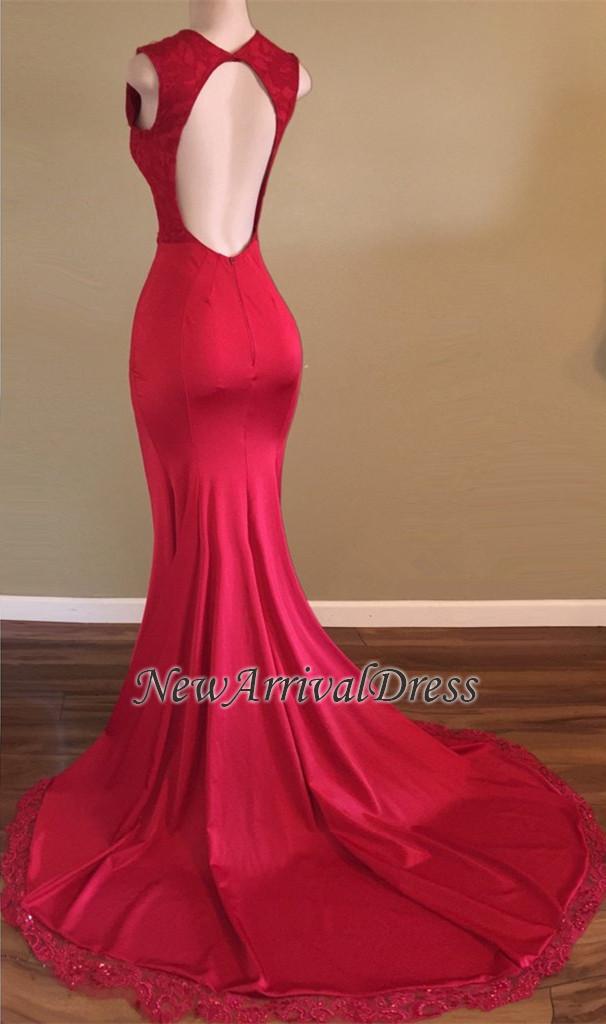 Beads Sleeveless V-neck Open Back Evening Gowns | Red Front Split Prom Dresses sp0294-newarrivaldress