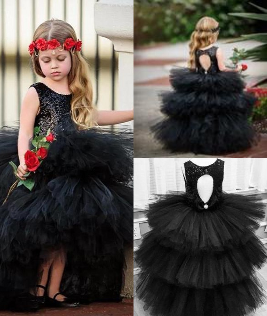 Black Sleeveless Tulle Flower Girl Dress PettiSkirt Ball Gown-newarrivaldress