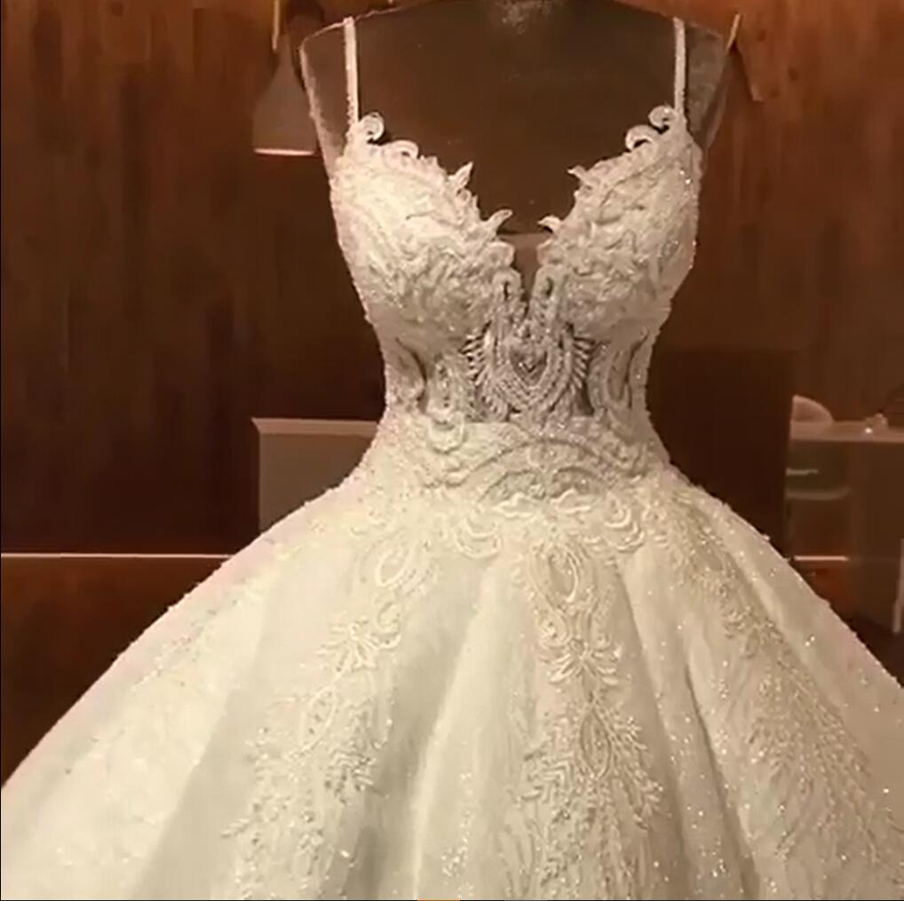 Luxury Ball Gowns Wedding Dresses | Sexy Spaghetti Straps Lace Bridal Gowns-newarrivaldress