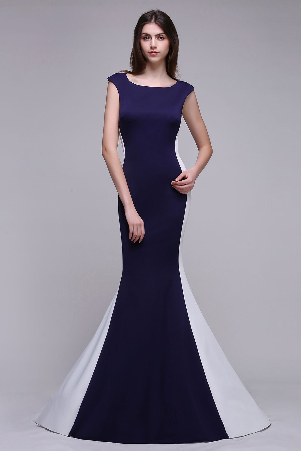 BLAKE | Sheath Scoop Floor-Length Dark Navy Evening Dresses-newarrivaldress