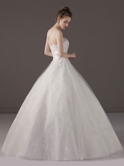 Princess-Ball-Gown-Wedding-Dresses-Strapless-Lace-Applique-Beaded-Ivory-Maxi-Bridal-Dress-newarrivaldress