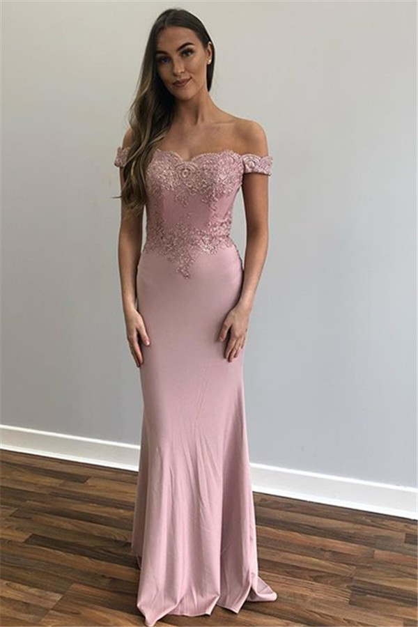Glamorous Off-The-Shoulder Appliques Sleeveless Mermaid Prom Dresses-newarrivaldress