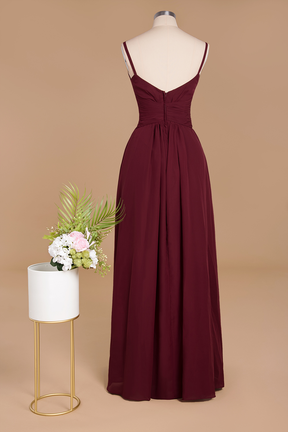 Elegant Sleeveless Ruffle Chiffon Bridesmaid Dress Affordable Backless Long Wedding Party Dress-newarrivaldress