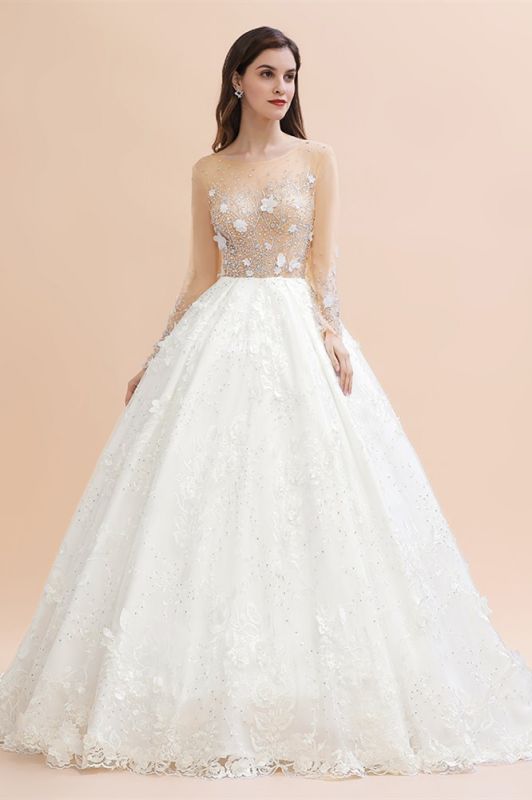 long sleeves aline Wedding Dresses
