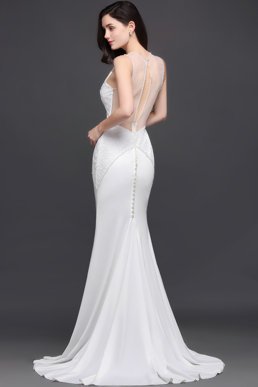 AVERY | Mermaid Scoop Chiffon White Evening Dress With Beadings-newarrivaldress