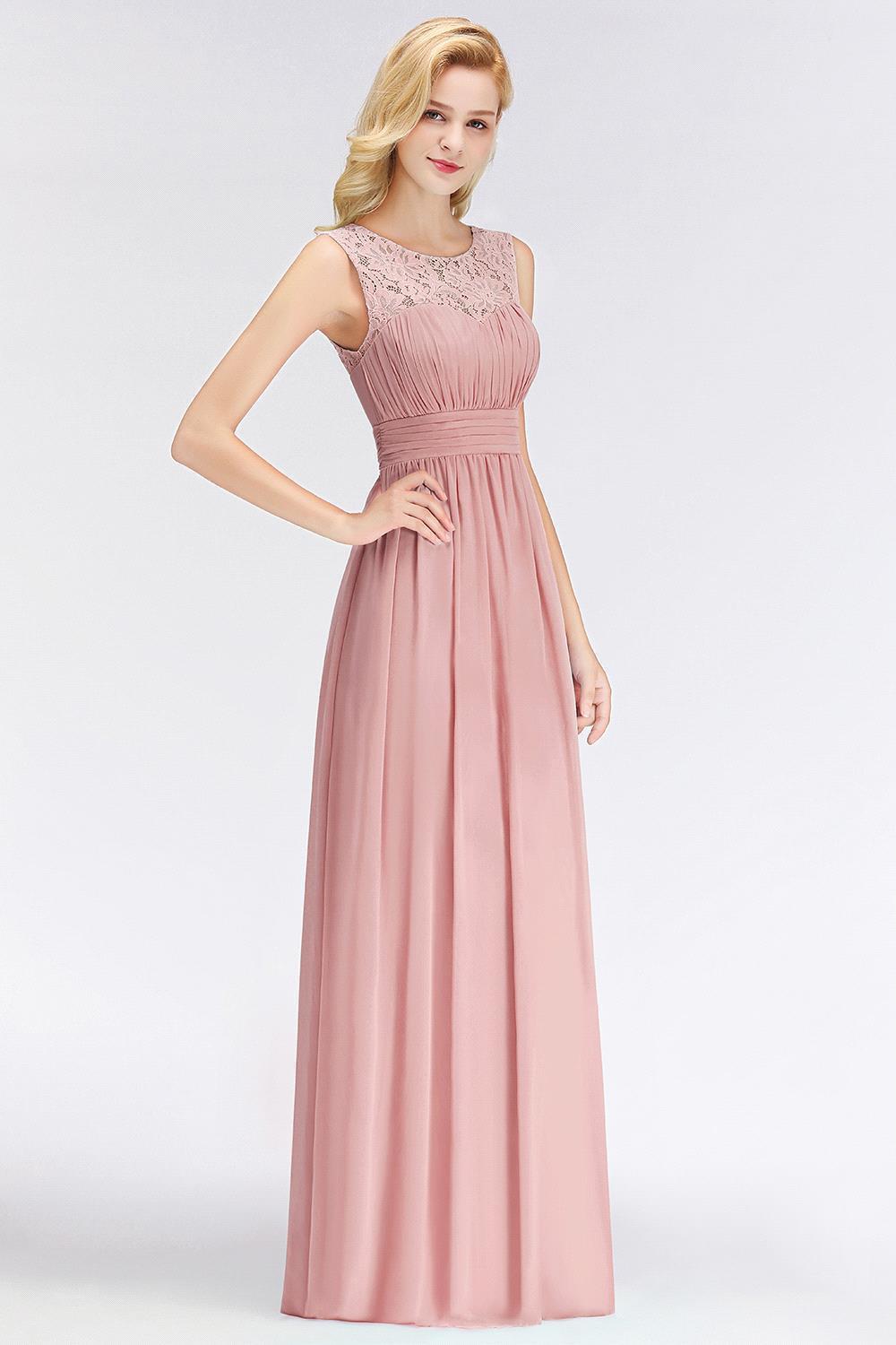 Elegant Long Sleeveless Lace Scoop Chiffon Bridesmaid Dress-newarrivaldress