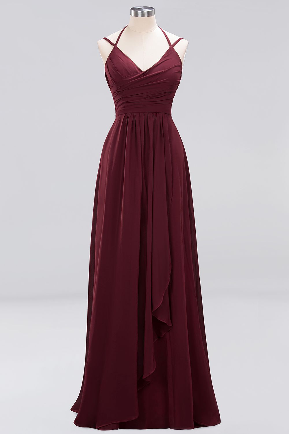 A-line Chiffon Spaghetti Straps Sleeveless Ruffles Floor-Length Bridesmaid Dresses-newarrivaldress