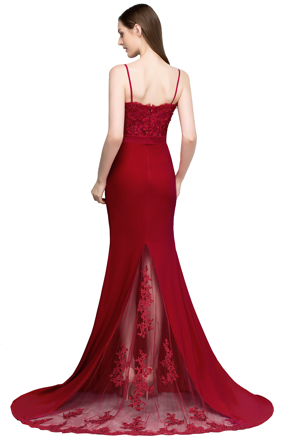 VALERY | Mermaid Spaghetti Sweetheart Long Burgundy Appliques Prom Dresses with Beads-newarrivaldress