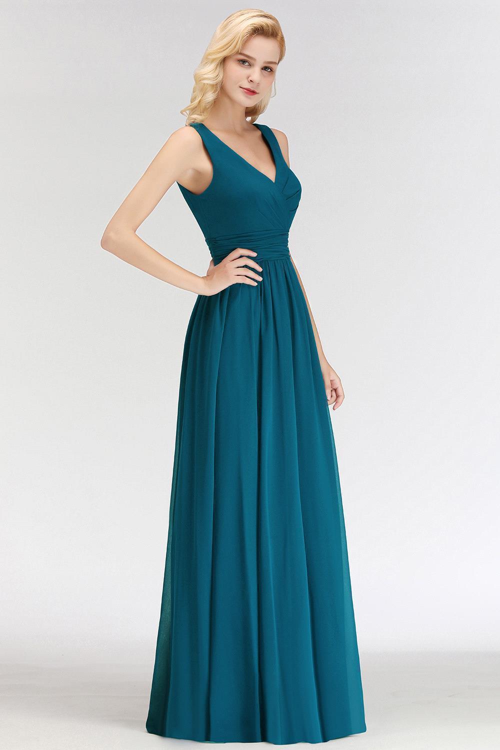 Sleeveless Chiffon Newest A-line Straps Floor-length Bridesmaid Dress-newarrivaldress
