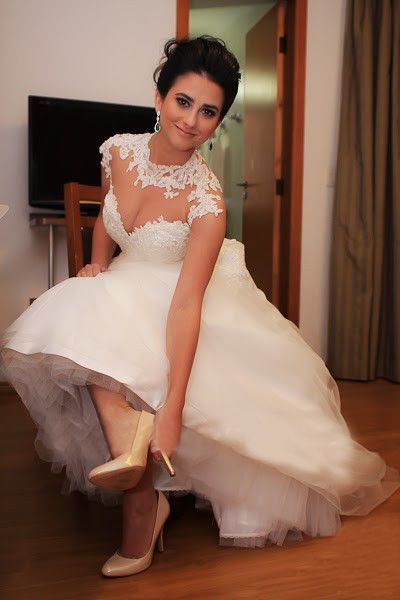 Lace Wedding Dresses Online High Neck Sweetheart Applique Floor Length A-line Bridal Gowns-newarrivaldress