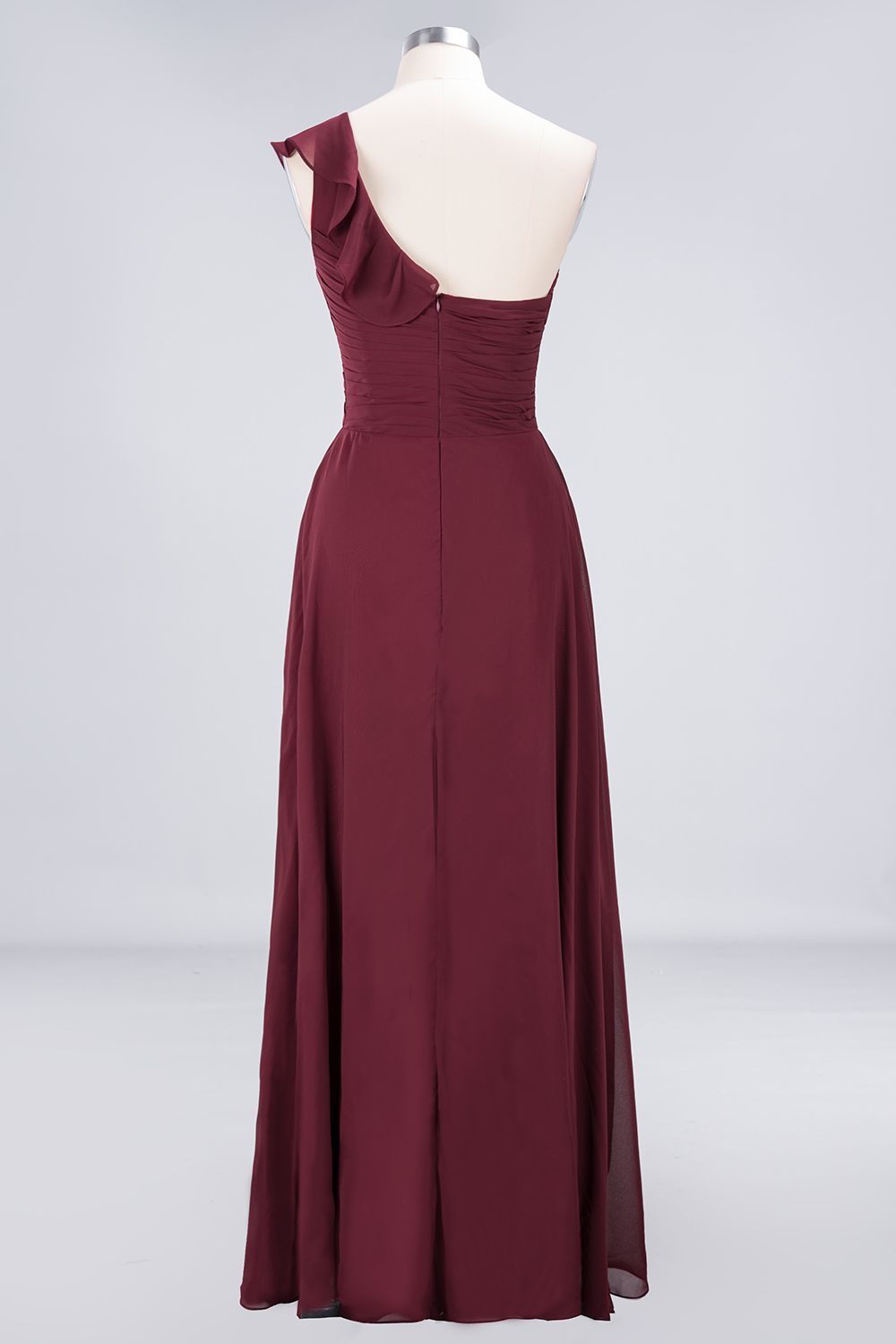 Elegant Princess Chiffon One-Shoulder Sweetheart Sleeveless Floor-Length Bridesmaid Dress with Ruffles-newarrivaldress