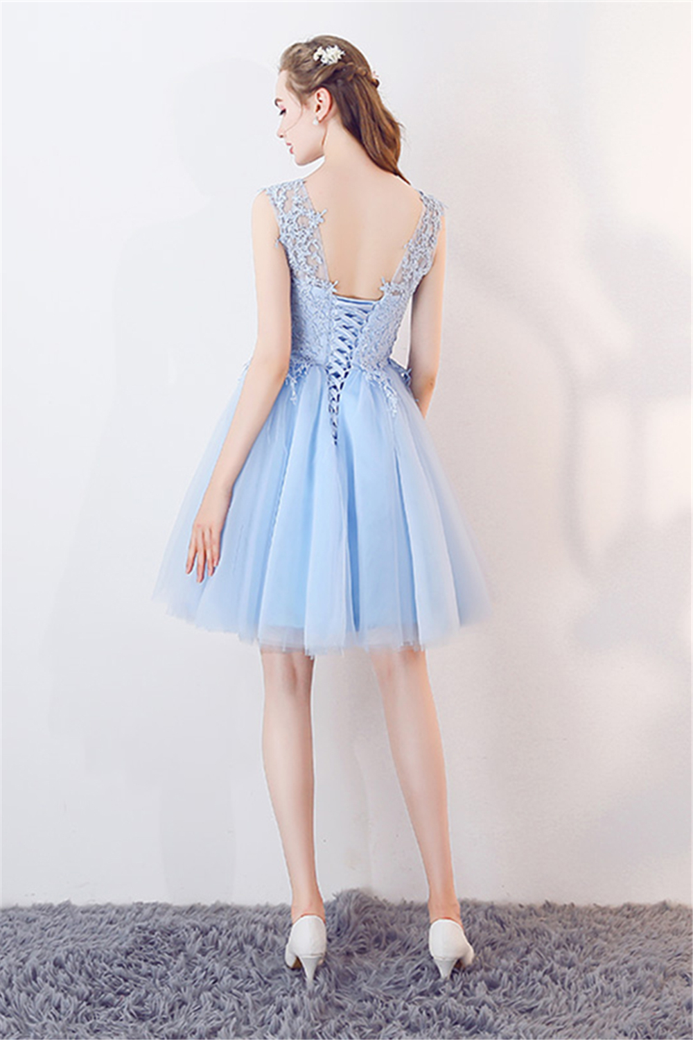 MARCIA | A-line Sleeveless Short Appliqued Top Tulle Homecoming Dresses-newarrivaldress
