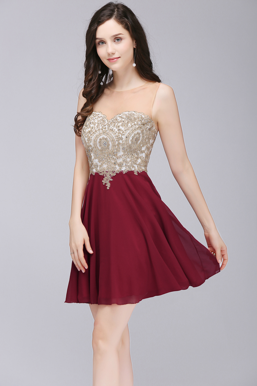 ALIANNA | Sheath Jewel Chiffon Short Homecoming Party Dresses With Applique-newarrivaldress