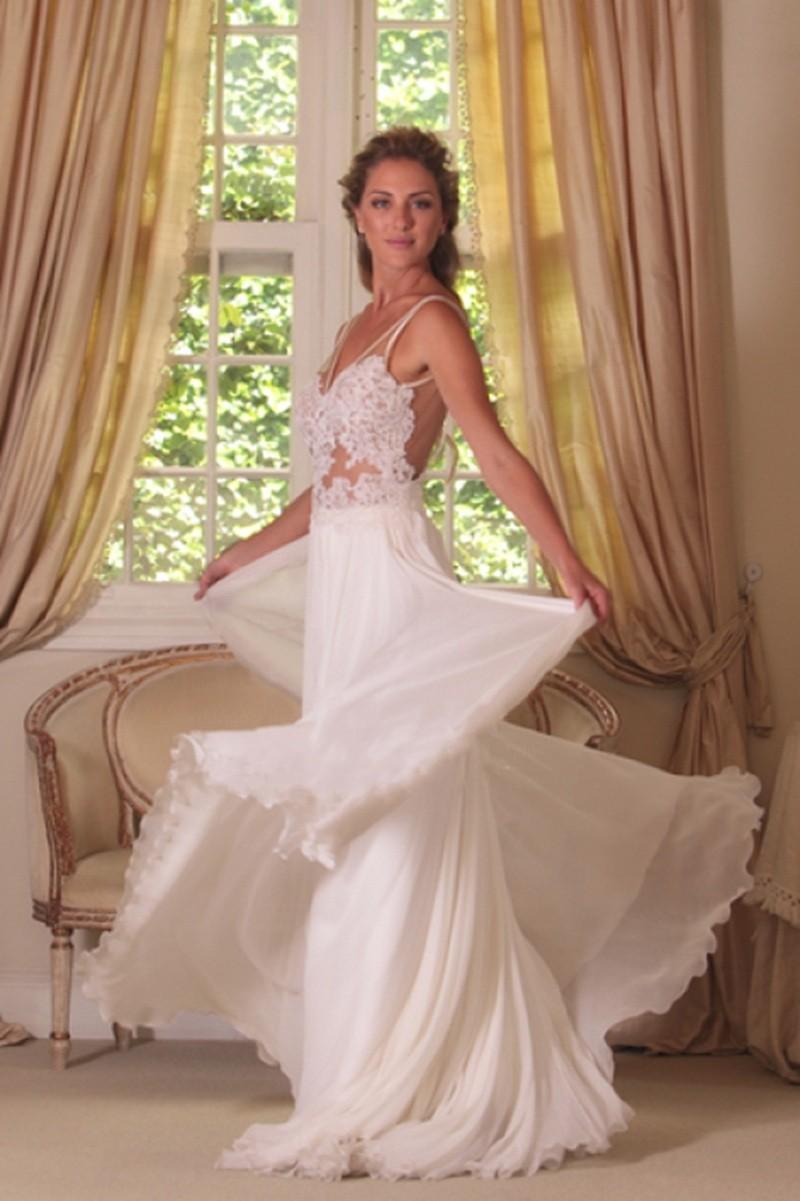 Sexy Spaghetti Straps Beach Summer Wedding Dresses | Deep V-Neck Chiffon Open Back Bridal Gowns-newarrivaldress