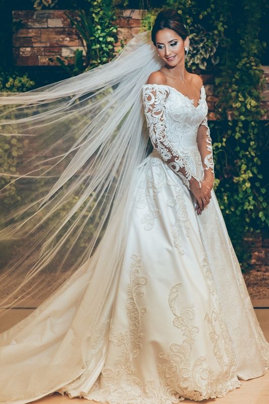 3D Lace Appliques Off The Shoulder Wedding Dresses | Long Sleeve Satin newarrivaldress 3D Lace Appliques Off The Shoulder Wedding Dresses | Long Sleeve Satin newarrivaldress