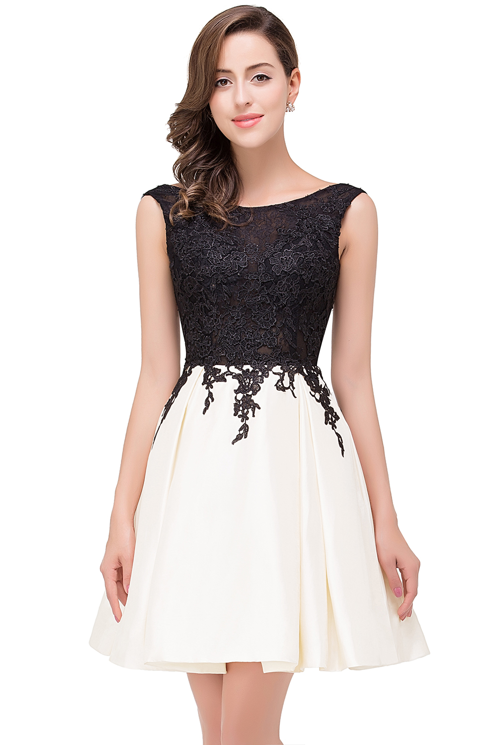 EVA | A-line Sleeveless Lace Appliques Short Prom Dresses-newarrivaldress