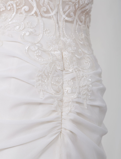 Ivory Wedding Dress Sleeveless Backless Natural Waist Lace Polyester With Train Long Bridal Dresses-newarrivaldress