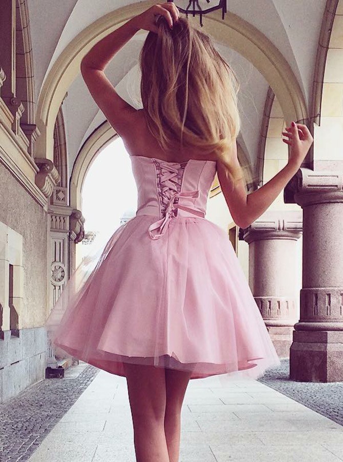 Sweetheart Pink Homecoming Dresses Classic Sexy Sleeveless Cocktail Dresses-newarrivaldress