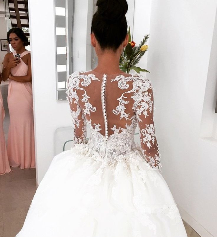 New Arrival Long Sleeves Sheath Wedding Dresses | Lace Appliques Bridal Gowns with Detachable Train-newarrivaldress