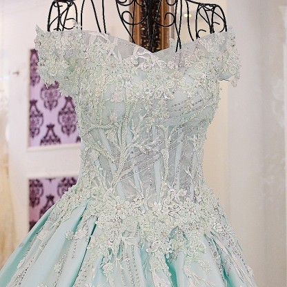 Sequins Off-The-Shoulder Applique Ball Gown Chapel Train Evening Dresses-newarrivaldress