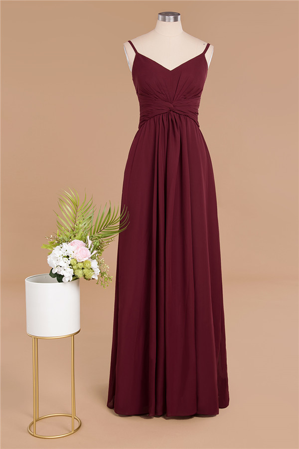 Elegant Sleeveless Ruffle Chiffon Bridesmaid Dress Affordable Backless Long Wedding Party Dress-newarrivaldress