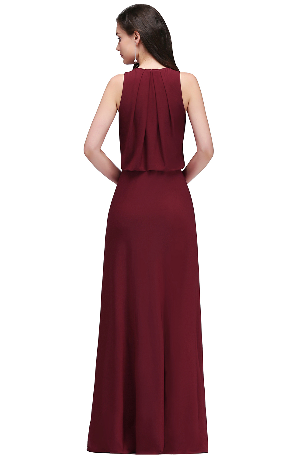 EDITH | A-line V-neck Floor-length Sleeveless Burgundy Prom Dresses with Crystal-newarrivaldress