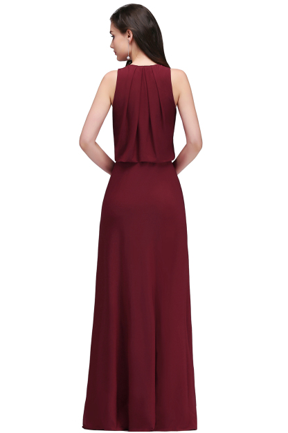 EDITH | A-line V-neck Floor-length Sleeveless Burgundy Prom Dresses with Crystal-newarrivaldress