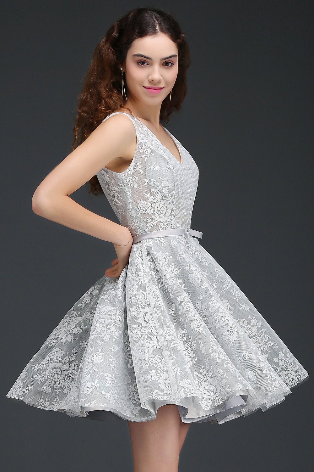 ALEAH | A Line Strtaps Lace Cocktail Homecoming Dresses With Sash-newarrivaldress