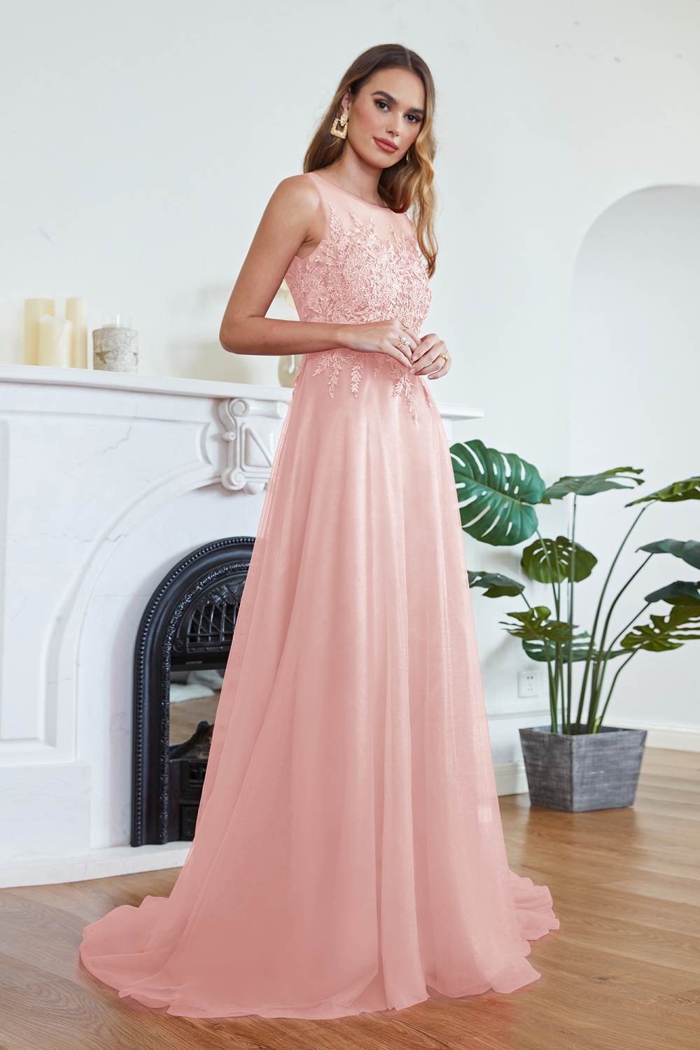 ABRIL | A-line Court Train Tulle Evening Dress with Appliques-newarrivaldress