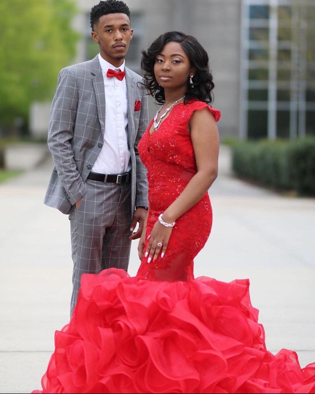 Red Sleeveless Mermaid Ruffy Train Evening Maxi Gown for Women-newarrivaldress