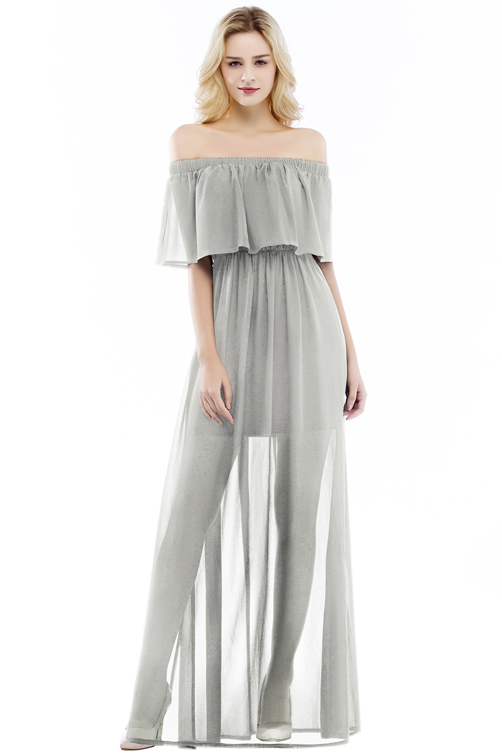 PANDORA | A-line Off-the-shoulder Floor Length Black Chiffon Bridesmaid Dresses-newarrivaldress