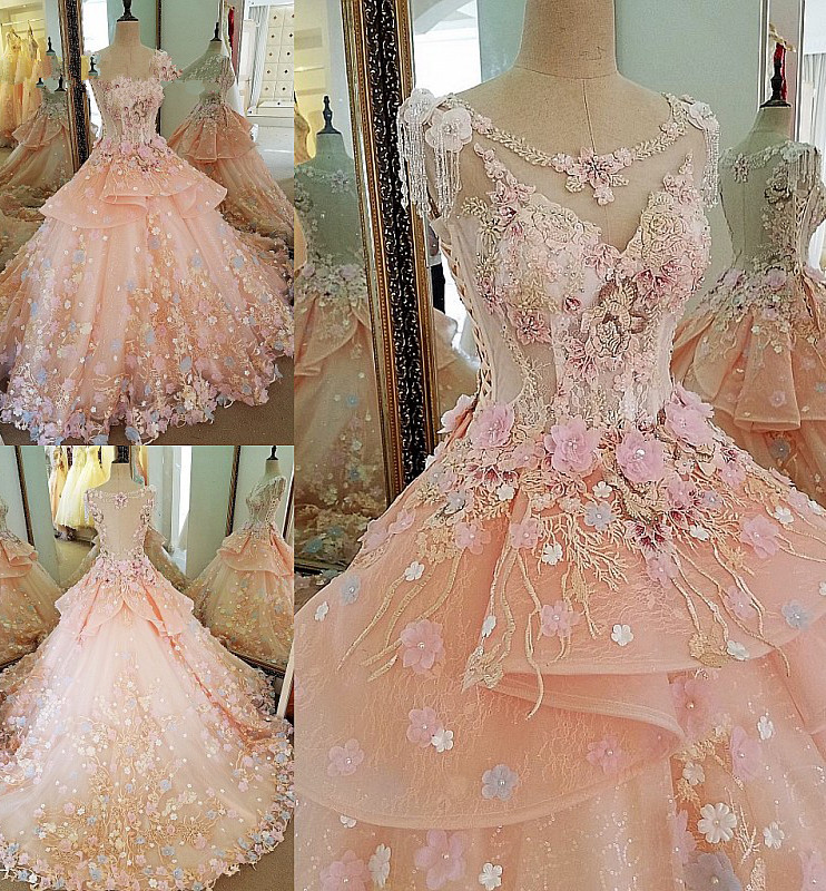 Popular Crew Sleeveless Flooe-length A Line Evening Dress With Ruffles And Appliques-newarrivaldress