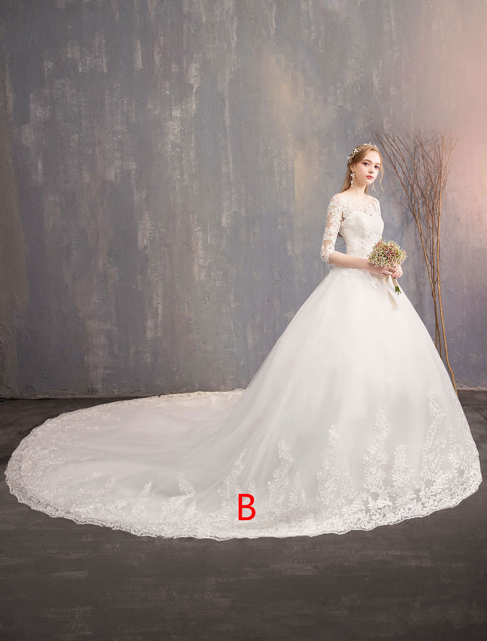 Princess Wedding Dresses Lace Illusion Neckline Half Sleeve Floor Length Bridal Gown-newarrivaldress