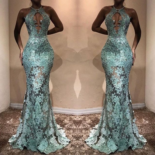 Sexy LaceProm Dress | Halter Mermaid Evening Gowns BA7714-newarrivaldress