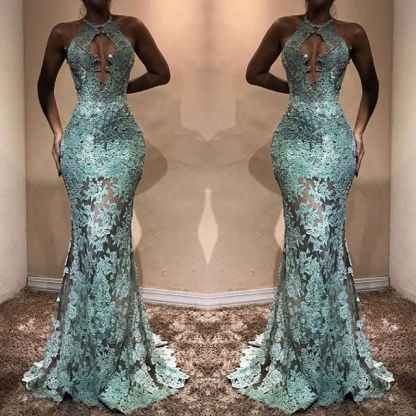 Sexy LaceProm Dress | Halter Mermaid Evening Gowns BA7714-newarrivaldress