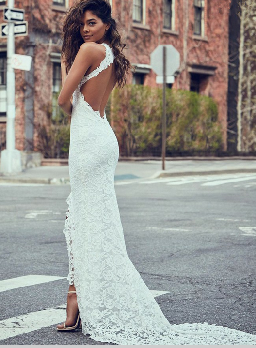 Elegant Sleeveless Mermaid Wedding Dress Long With Split-newarrivaldress